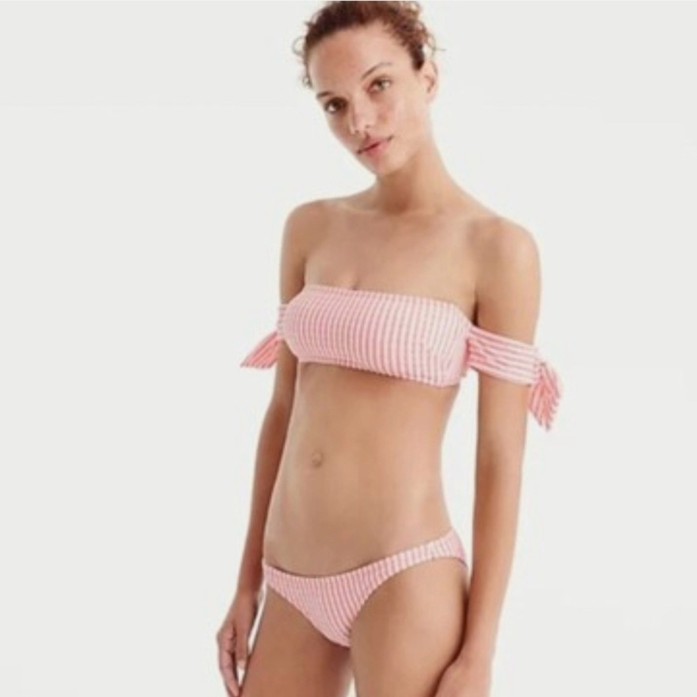 J.Crew Bardot Bandeau Bikini Top Medium
NWT Coral Stripe Off Shoulder Swimwear
